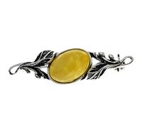 SilverAmber Jewellery - 925 Sterling Silber & echter baltischer Cremefarbener Bernstein klassische Brosche 4022L