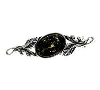 SilverAmber Jewellery - 925 Sterling Silber & echter baltischer Grüner Bernstein klassische Brosche 4022G