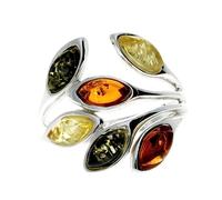 SilverAmber Jewellery - M723 Ring aus 925er Sterlingsilber und baltischem Bernstein, R, Edelstein