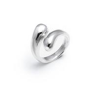Silverly 925 Sterling Silber Ringe für Damen | Polierter Wickelring in Tropfenform | Klobiger Verlobungsring | Klassische Wickelringe | Eleganter Statement-Schmuck