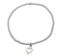 Silverly Frauen .925 Sterling Silber Wohnung öffnen Liebe Herz Amulett Elastic Stretch Einstellbare Kugel Armband