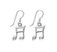 Silverly Sterling Silber Musiknoten Ohrringe mit Haken | Kleine 925 Silber Sechzehntel-Ohrhänger | Schmuck mit Musiknotensymbol | Lustiges Geschenk für Musikliebhaber oder Musiker
