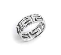 Silverly Sterling Silber Ringe für Damen | Griechischer Schlüsselanhänger mit Ausstanzung | Ancient Fret Classic Promise Ehering | Massive 925 Silberringe für Herren | Ehering für Sie und Ihn