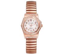 Silverora Damenuhren Elastische Diamant Achtechige: Klar Leicht Ablesbare Analog Quarz Uhren Damen Exquisite Kleine Armbanduhren mit Stretchband Edelstahlarmband Geschenke für Frauen weiß roségold