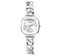 Silverora Damenuhren Rechteckige Strass Glitzer: Klein Geschliffene Diamant Analog Quarz Uhr Damen Einfach Kubanische Edelstahl Armbanduhren mit Balkenskala Geschenke für Frauen Silber