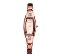 Silverora Damenuhren Rechteckige Uhren Damen: Tonneau Analoge Quarzuhr mit Glänzende Diamant Skala Einfach Schmal Edelstahl Armbanduhren Geschenke für Frauen Roségold