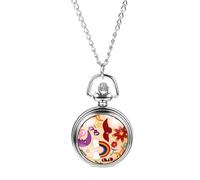 Silverora Damenuhren Taschenuhr Regenbogen Sonnenblume: Damen Analoge Quarz Uhr mit Kette Vintage Süße Sonne Mond Sonnenbrille Blume Ketteuhr Geschenke für Frauen Mädchen Bunt