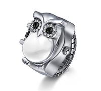 Silverora Eule Fingeruhr Damen Herren Flip-Open Quarz Analog Ring Uhren Verstellbar Herrenuhr Damenuhr