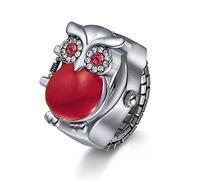 Silverora Eule Fingeruhr Damen Herren Flip-Open Quarz Analog Ring Uhren Verstellbar Herrenuhr Damenuhr