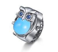 Silverora Eule Fingeruhr Damen Herren Flip-Open Quarz Analog Ring Uhren Verstellbar Herrenuhr Damenuhr
