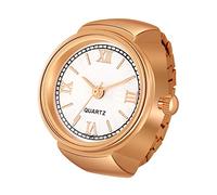 Silverora Finger Uhr Ringuhr für Damen und Herren, analoge Quarzuhr, römische Ziffern Zifferblatt Gummiband Bling Rosegold Gold Silber Fingeruhr