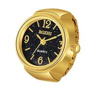 Silverora Finger Uhr Ringuhr Herren Damen analoge Quarzuhr, arabische Ziffern, Zifferblatt, elastisches Band, Bling, bunt, goldene Fingeruhr