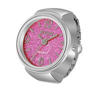 Silverora Fingeruhr Ringuhr für Herren Damen analog Quarzuhr, arabische Ziffern, Zifferblatt, elastisches Band, Bling, Bunte Splitter-Fingeruhr