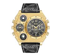 Silverora Herren-Armbanduhr, Quarz, analog, mehrere Zifferblätter, doppelte Armbanduhr, mit Krokodil-Motiv aus Leder, Krokodil