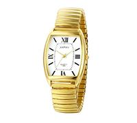 Silverora Herrenuhr Elastische Uhren Herren: Rechteckige Analoger Quarz Armbanduhren mit Edelstahl Stretchband Klare Leicht Ablesbare Uhr mit Römische Zahlenskala Geschenke für Männer Ältere Gold