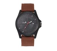 Silverora Herrenuhr Militäruhr Nylon Kalender: Einfach Großes Dunkles Zifferblatt Analoge Quarzuhr mit Balkenskala Datum Kalender Outdoor Sportuhr mit Nylonarmband Geschenke für Männer Jugend Braun