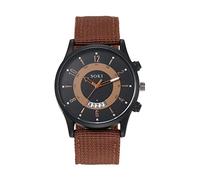 Silverora Herrenuhr Uhr Militär Nylon: Einfach Schwarz Braun Großes Zifferblatt Analoge Quarzuhr Datum Kalender Outdoor Sportuhr mit Nylonarmband Geschenke für Männer Jugend