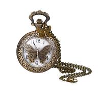 Silverora Schmetterling Taschenuhr Vintage Uhren: Damen Herren Analoge Quarz Uhr mit Kette Retro Hohle Skelett Zirkon Strass Eule Ketteuhr Geschenke für Frauen Männer Bronzeblau