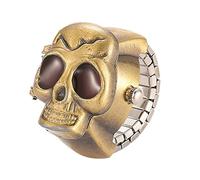 Silverora Skull Totenkopf Fingeruhr Herren Damen Punk Flip-Open Quarz Analog Ringuhren Verstellbar Herrenuhr Damenuhr