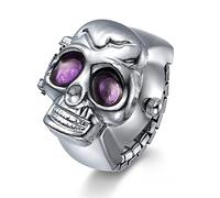 Silverora Skull Totenkopf Fingeruhr Herren Damen Punk Flip-Open Quarz Analog Ringuhren Verstellbar Herrenuhr Damenuhr