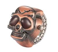 Silverora Skull Totenkopf Fingeruhr Herren Damen Punk Flip-Open Quarz Analog Ringuhren Verstellbar Herrenuhr Damenuhr