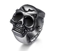 Silverora Skull Totenkopf Fingeruhr Herren Damen Punk Flip-Open Quarz Analog Ringuhren Verstellbar Herrenuhr Damenuhr