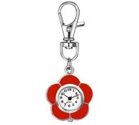 Silverora Taschenuhr Karabiner Uhr Schwesternuhren: Leicht Ablesbare Karabineruhr mit Schlüsselanhänger Krankenschwester Uhr Wanduhr Arbeitsuhr für Frauen rot