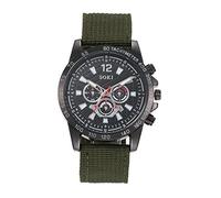 Silverora Uhr Herren Militäruhr Nylon: Großes Zifferblatt DREI Augen Dekoration Analoge Quarzuhr Datum Kalender Leuchtende Zeiger Outdoor Sportuhr mit Nylonarmband Geschenke für Männer Grün