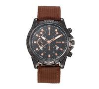 Silverora Uhr Herren Militäruhr Sportuhr: Großes Zifferblatt DREI Augen Dekoration Analoge Quarzuhr Datum Kalender Leuchtende Zeiger Uhr mit Nylonarmband Blumengehäuse Geschenke für Männer Braun