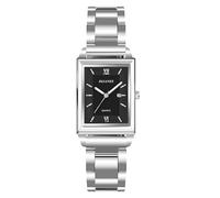 Silverora Uhren Damen Herren Eckige: Rechteckige Kalender Datum Analoge Quarz Armbanuhren Metallarmband Uhr mit Balkenskala Geschenke für Männer Frauen Silber