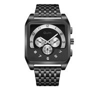 Silverora Uhren Herren Eckig Herrenuhren: DREI Augen Dekorative Analoge Quarz Armbanduhren Leuchtende Zeiger Uhr mit Abnehmbares Edelstahlarmband Geschenke für Männer Schwarz