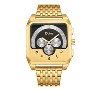 Silverora Uhren Herren Eckig Herrenuhren: DREI Augen Dekorative Analoge Quarz Armbanduhren Leuchtende Zeiger Uhr mit Abnehmbares Edelstahlarmband Geschenke für Männer Schwarz Gold