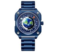 Silverora Uhren Herren Edelstahl Quadratische - Universum Sternenhimmel Analoge Quarzuhr 3ATM Wasserdicht Rechteckig Edelstahlarmband Uhr mit Leuchtende Zifferblatt Zeiger Geschenke für Männer blau