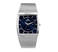 Silverora Uhren Herren Rechteckige Armbanduhren: 3ATM Wasserdicht Kalender Analoge Quarzuhr mit Leuchtzeiger Eckige Herrenuhren mit Geflochtene Edelstahlarmband Geschenke für Männer Silber blau