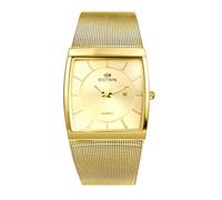 Silverora Uhren Herren Rechteckige Golduhren: 3ATM Wasserdicht Kalender Analoge Quarzuhr mit Leuchtzeiger Skala Eckige Herrenuhren mit Geflochtene Edelstahlarmband Geschenke für Männer Gold