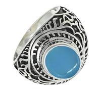 SILVERTROVE Blauer Chalcedon Edelstein 925 Sterling Silber Stilvoller Handgefertigter Band Ring Geschenkartikel Herren und Damen Schmuck CRG1219CF29_(75 (23.9))