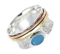 SILVERTROVE Blauer Chalcedon Edelstein-Spinnerring, 925er Sterlingsilber, Meditationsring für Männer und Frauen, Geschenkartikel, handgefertigter Schmuck CRG1215CF17_(63 (20.1))
