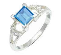 SILVERTROVE Blauer Topas Edelstein 925 Sterling Silber Stilvoller Handgefertigter Band Ring Geschenkartikel Herren und Damen Schmuck CRG1247AK29_(75 (23.9))