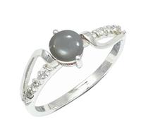 SILVERTROVE Grauer Mondstein Edelstein 925 Sterling Silber Stilvoller Handgefertigter Band Ring Geschenkartikel Herren und Damen Schmuck CRG1242BQ29_(75 (23.9))