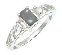 SILVERTROVE Grauer Mondstein Edelstein 925 Sterling Silber Stilvoller Handgefertigter Band Ring Geschenkartikel Herren und Damen Schmuck CRG1248BQ23_(69 (22.0))
