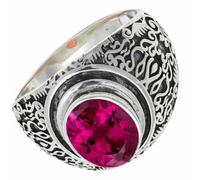 SILVERTROVE Laborgezüchteter Rubyllit Edelstein 925 Sterling Silber Stilvoller Handgefertigter Band Ring Geschenkartikel Herren und Damen Schmuck CRG1220AQ29_(75 (23.9))