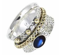 SILVERTROVE Labradorit-Edelstein-Spinnerring, 925er Sterlingsilber, Meditationsring für Männer und Frauen, Geschenkartikel, Schmuck CRG1213BN29_(75 (23.9))