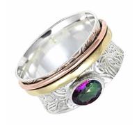 SILVERTROVE Mystischer Topas-Edelstein-Spinnerring, 925er Sterlingsilber, Meditationsring für Männer und Frauen, Geschenkartikel, Schmuck CRG1215AG29_(75 (23.9))