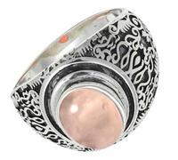 SILVERTROVE Rosenquarz Edelstein Sterling Silber Stilvoller Handgefertigter Band Ring Geschenkartikel für Männer und Frauen in allen Größen Schmuck CRG1220BX29_(75 (23.9))