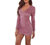 Silvester Kleid Damen Glitzer Weit Festliche Schöne Partykleid Glitzerkleid Pailletten Vintage Pailettenkleider Abendkleider Party Cocktailkleid Silvesterkleid Schick Wedding Paillettenkleid