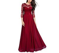 Silvester Outfit Damen， Abendkleider Damen Elegant Partykleid Silvester Outfit Cocktailkleid Ballkleider A Linie Rüschenkleid Spitzen Festliche Kleider Brautkleid， Rot