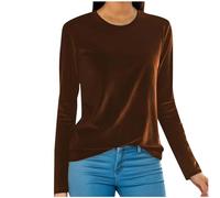 Silvester Outfit Damen Festliche Samt Langarmshirt Winter Sweatshirt Rundhals Pullover Velvet Samtshirt Elegant Oberteile Bluse Tunika Langarm Pulli Tops Slim Fit Shirt Meine bestellungen anzeigen