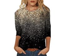 Silvester Outfit Damen Pailletten Oberteil Weiß Elegant Sexy Festliche Blusen Modern Casual mit Glitzer Glitzer Shirt Glitzer Oberteile Winter Große Größen Langarm Tunika Festliche Blusenshirt