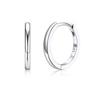 Silvora 14mm Creolen 925 Silber Damen Kleine Hoop Ohrringe 925 Silber Stapelbare Mini Kreolen Ohrstecker Glänzende Kleine Creolen Kreis Hypoallergen Ohrschmuck für Weihnachten Geburtstag