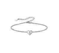 Silvora Buchstaben Armband mit Initial S Anhänger S925 Silber Armbänder Buchstaben Herz Anhänger 16cm+5cm Damen Armkette Alphabets Initialen Kettenanhänger für Mädchen